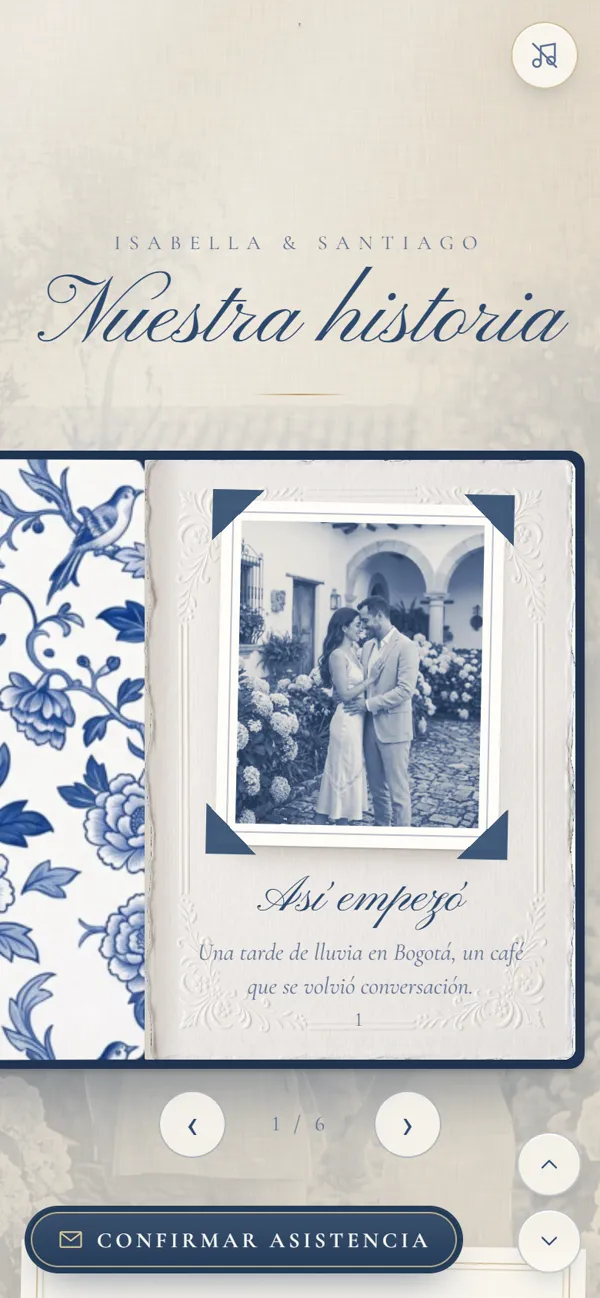 Pantalla de la invitación: su historia en un álbum